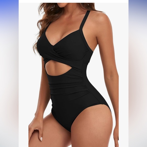 Eomenie Women's One Piece Swimsuits Tummy Control Cutout High Waisted - Picture 2 of 4